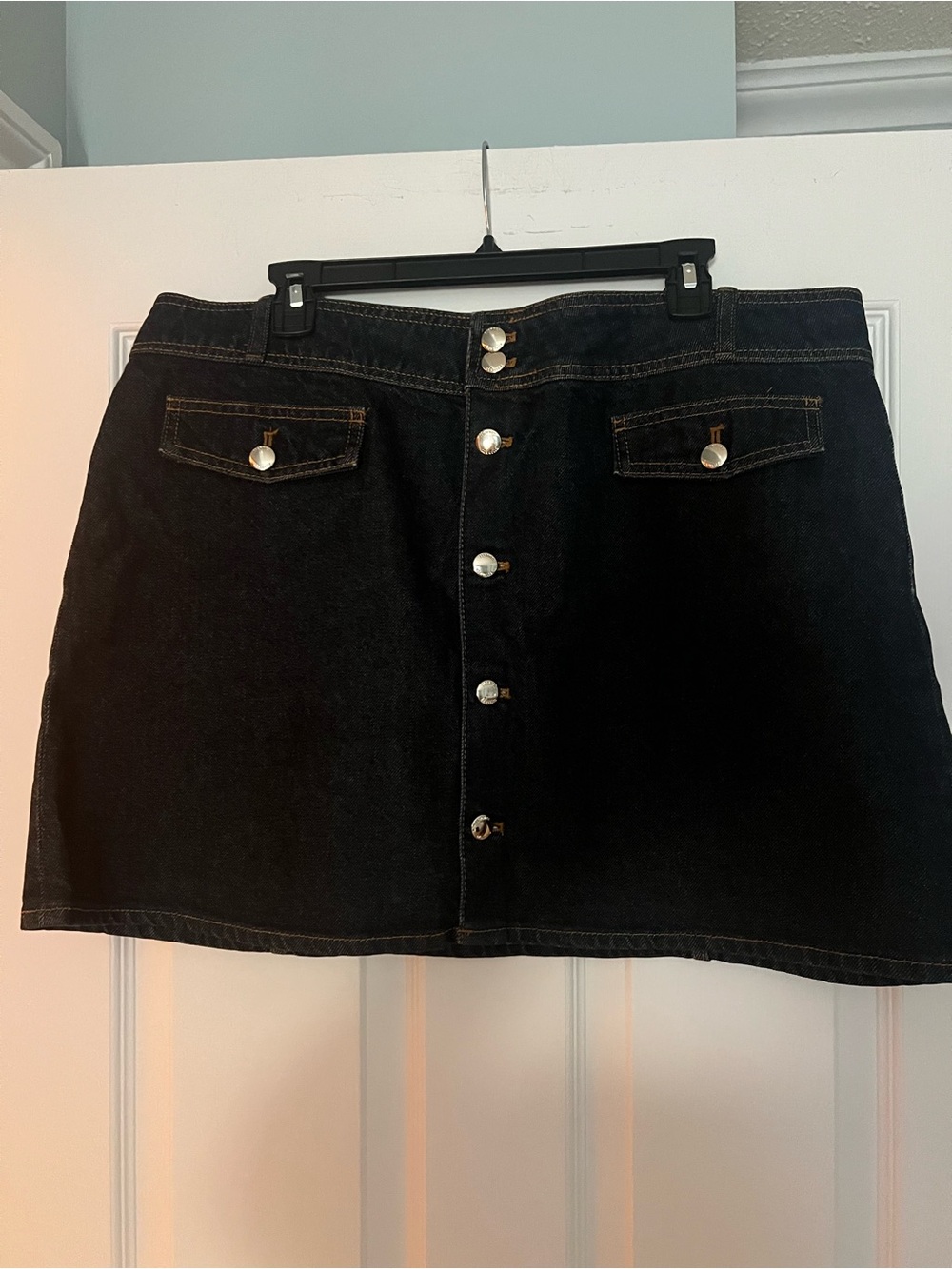 H&M Dark Denim Button-Front  Mini Skirt